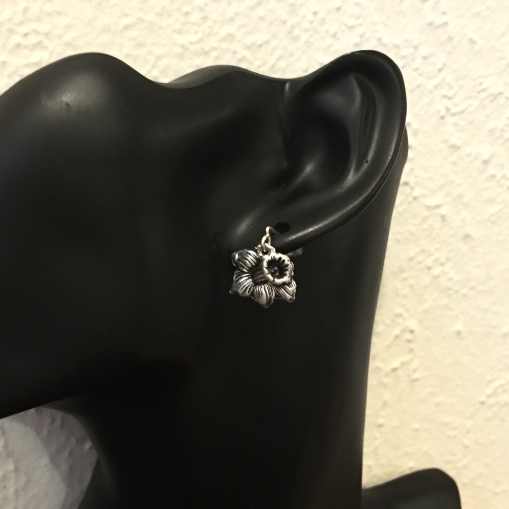 Sterling Silver Plate Stud Earrings Floral Vintage